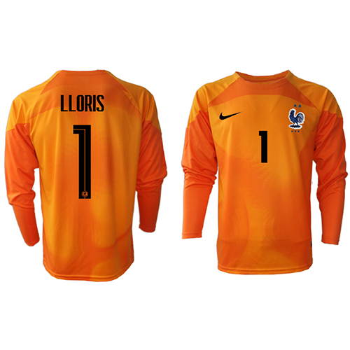France Hugo Lloris #1 Goalkeeper Replica Home Stadium Shirt World Cup 2022 Long Sleeve